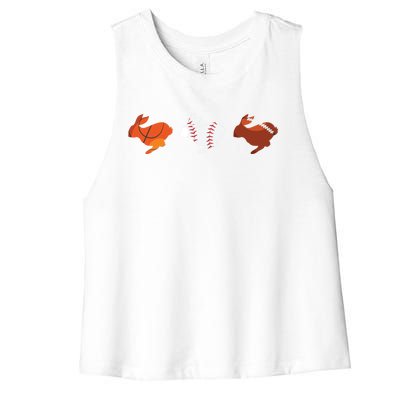 Easter Bunny Basketball Baseball Football Outfits Gift Women's Racerback Cropped Tank