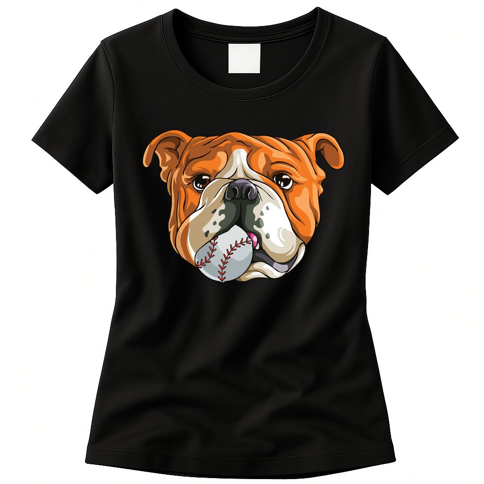 English Bulldog Baseball T Dog Funny Cute Lover Womens T-Shirt