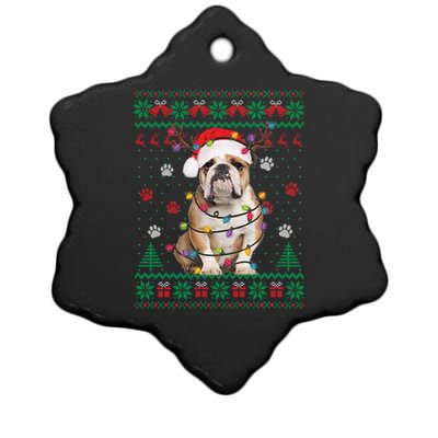 English Bulldog Christmas Lights Santa Dog Lover Ugly Sweate Gift Ceramic Star Ornament