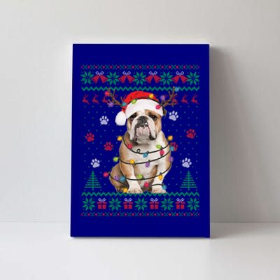 English Bulldog Christmas Lights Santa Dog Lover Ugly Sweate Gift Canvas