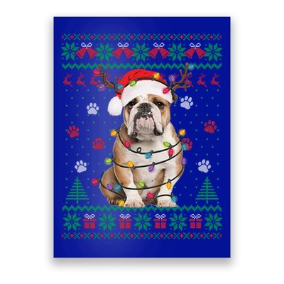 English Bulldog Christmas Lights Santa Dog Lover Ugly Sweate Gift Poster