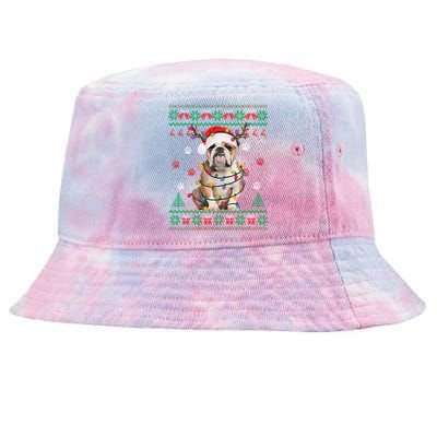 English Bulldog Christmas Lights Santa Dog Lover Ugly Sweate Gift Tie-Dyed Bucket Hat