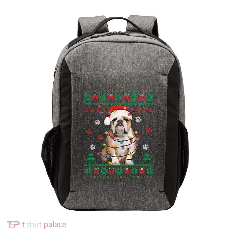 English Bulldog Christmas Lights Santa Dog Lover Ugly Sweate Gift Vector Backpack