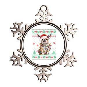 English Bulldog Christmas Lights Santa Dog Lover Ugly Sweate Gift Metallic Star Ornament