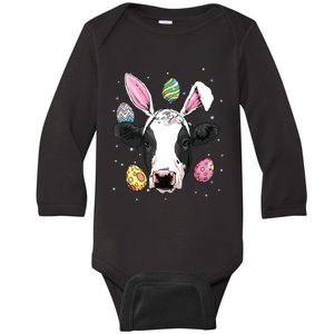 Easter Bunny Cow Funny Easter Cow Baby Long Sleeve Bodysuit