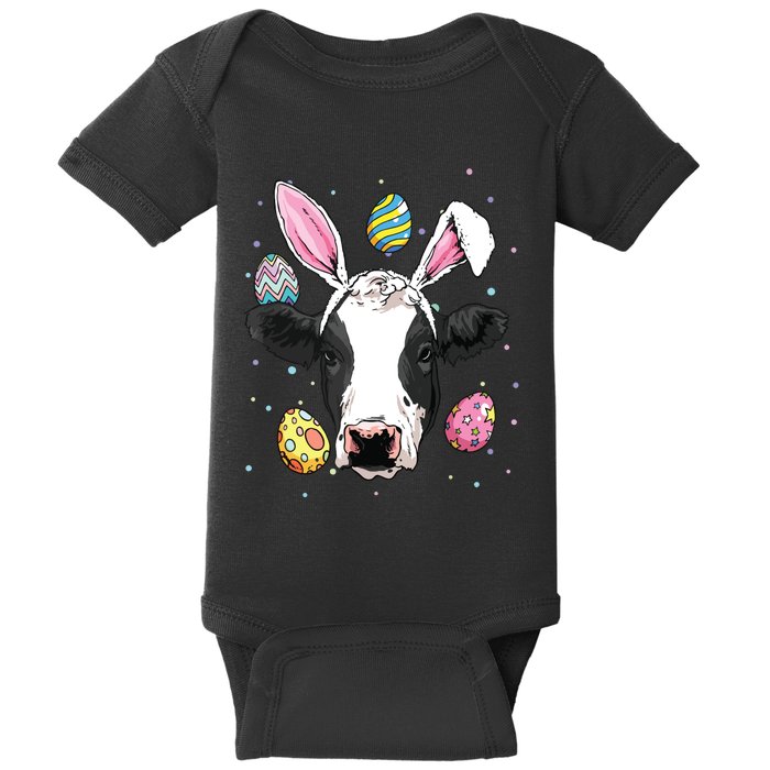 Easter Bunny Cow Funny Easter Cow Baby Bodysuit