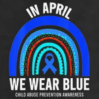 Elephant butterfly Child Abuse Awareness Blue Ribbon 7 Panel Mesh Trucker Snapback Hat