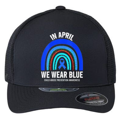 Elephant butterfly Child Abuse Awareness Blue Ribbon Flexfit Unipanel Trucker Cap