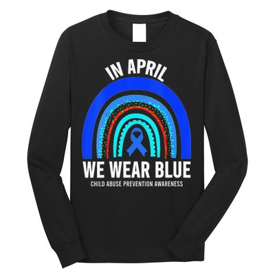 Elephant butterfly Child Abuse Awareness Blue Ribbon Long Sleeve Shirt