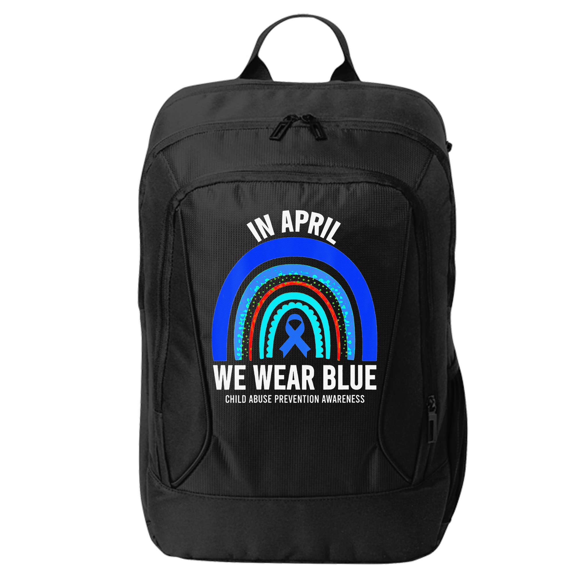 Elephant butterfly Child Abuse Awareness Blue Ribbon City Backpack