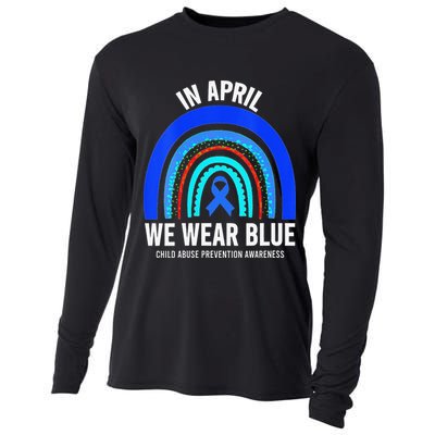 Elephant butterfly Child Abuse Awareness Blue Ribbon Cooling Performance Long Sleeve Crew