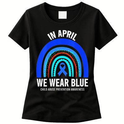 Elephant butterfly Child Abuse Awareness Blue Ribbon Womens T-Shirt