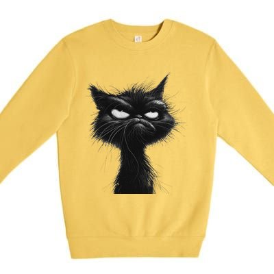 Eagerlys Black Cat Art Grumpy Angry Premium Crewneck Sweatshirt