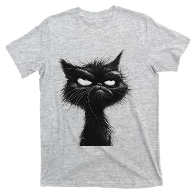 Eagerlys Black Cat Art Grumpy Angry T-Shirt