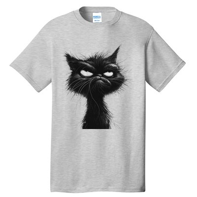 Eagerlys Black Cat Art Grumpy Angry Tall T-Shirt