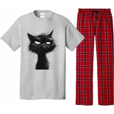 Eagerlys Black Cat Art Grumpy Angry Pajama Set