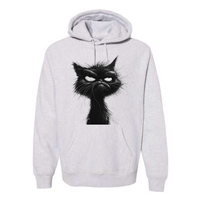 Eagerlys Black Cat Art Grumpy Angry Premium Hoodie