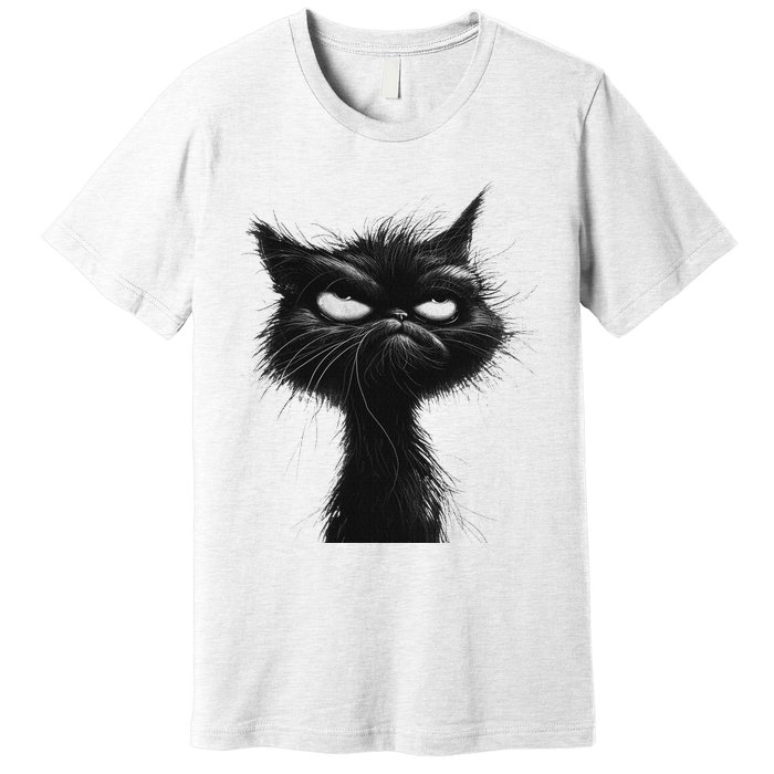 Eagerlys Black Cat Art Grumpy Angry Premium T-Shirt