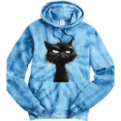 Eagerlys Black Cat Art Grumpy Angry Tie Dye Hoodie