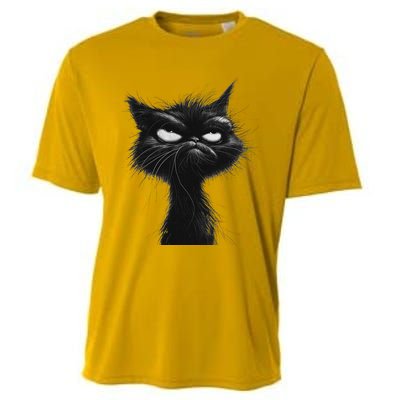 Eagerlys Black Cat Art Grumpy Angry Cooling Performance Crew T-Shirt