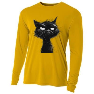 Eagerlys Black Cat Art Grumpy Angry Cooling Performance Long Sleeve Crew