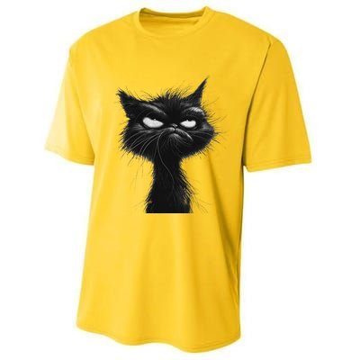 Eagerlys Black Cat Art Grumpy Angry Performance Sprint T-Shirt