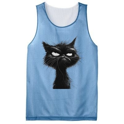 Eagerlys Black Cat Art Grumpy Angry Mesh Reversible Basketball Jersey Tank