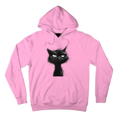 Eagerlys Black Cat Art Grumpy Angry Hoodie