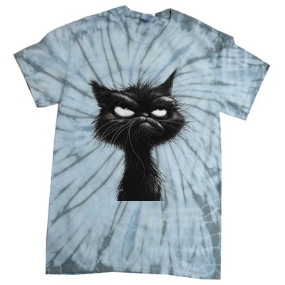 Eagerlys Black Cat Art Grumpy Angry Tie-Dye T-Shirt