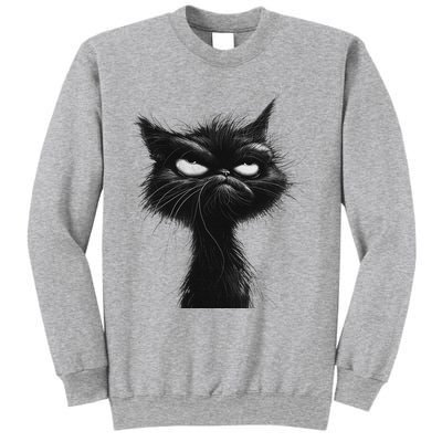 Eagerlys Black Cat Art Grumpy Angry Sweatshirt