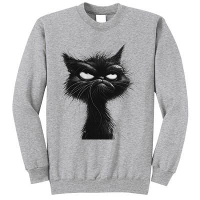 Eagerlys Black Cat Art Grumpy Angry Tall Sweatshirt