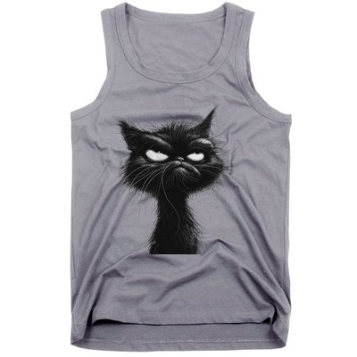 Eagerlys Black Cat Art Grumpy Angry Tank Top