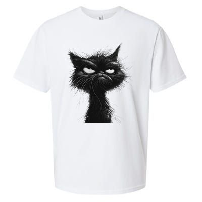 Eagerlys Black Cat Art Grumpy Angry Sueded Cloud Jersey T-Shirt