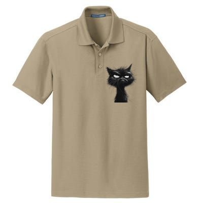 Eagerlys Black Cat Art Grumpy Angry Dry Zone Grid Polo