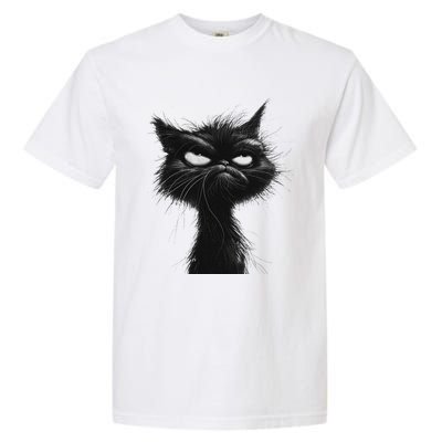 Eagerlys Black Cat Art Grumpy Angry Garment-Dyed Heavyweight T-Shirt