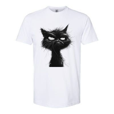 Eagerlys Black Cat Art Grumpy Angry Softstyle CVC T-Shirt