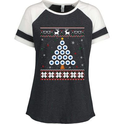 Eye Ball Christmas Tree Optometry Ugly Xmas Sweater Cool Gift Enza Ladies Jersey Colorblock Tee