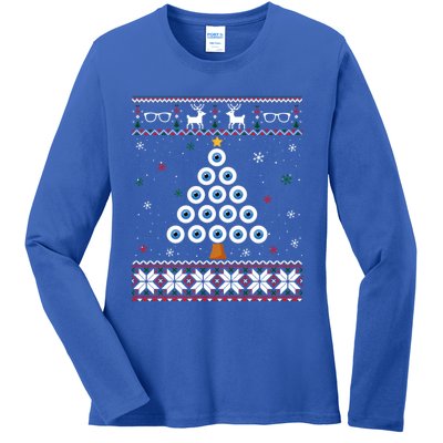 Eye Ball Christmas Tree Optometry Ugly Xmas Sweater Cool Gift Ladies Long Sleeve Shirt