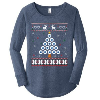 Eye Ball Christmas Tree Optometry Ugly Xmas Sweater Cool Gift Women's Perfect Tri Tunic Long Sleeve Shirt