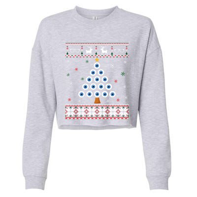 Eye Ball Christmas Tree Optometry Ugly Xmas Sweater Cool Gift Cropped Pullover Crew