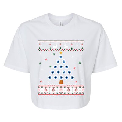 Eye Ball Christmas Tree Optometry Ugly Xmas Sweater Cool Gift Bella+Canvas Jersey Crop Tee