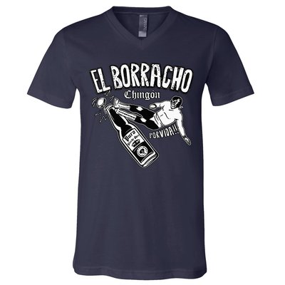 El Borracho Chingon Mexican Drinking Cinco De Mayo V-Neck T-Shirt