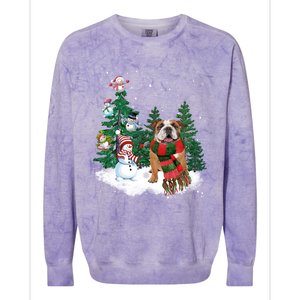 English Bulldog Christmas Snow Xmas Tree Pajama Cute Gift Colorblast Crewneck Sweatshirt