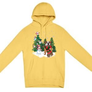 English Bulldog Christmas Snow Xmas Tree Pajama Cute Gift Premium Pullover Hoodie