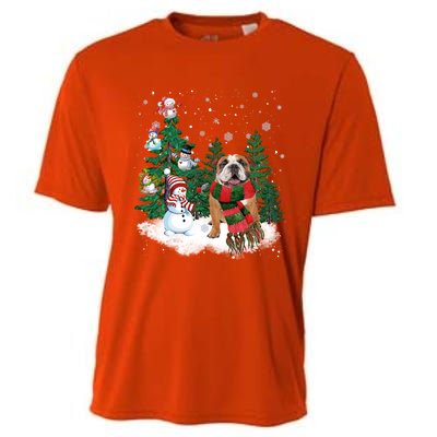 English Bulldog Christmas Snow Xmas Tree Pajama Cute Gift Cooling Performance Crew T-Shirt