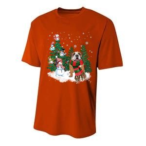 English Bulldog Christmas Snow Xmas Tree Pajama Cute Gift Performance Sprint T-Shirt