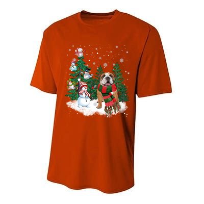 English Bulldog Christmas Snow Xmas Tree Pajama Cute Gift Performance Sprint T-Shirt