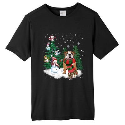 English Bulldog Christmas Snow Xmas Tree Pajama Cute Gift Tall Fusion ChromaSoft Performance T-Shirt