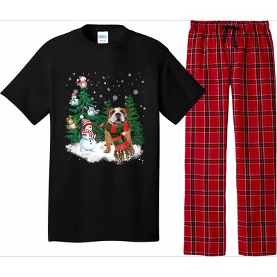 English Bulldog Christmas Snow Xmas Tree Pajama Cute Gift Pajama Set