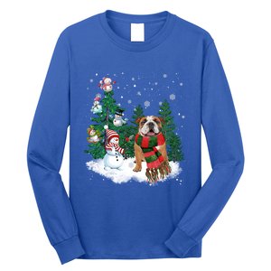 English Bulldog Christmas Snow Xmas Tree Pajama Cute Gift Long Sleeve Shirt